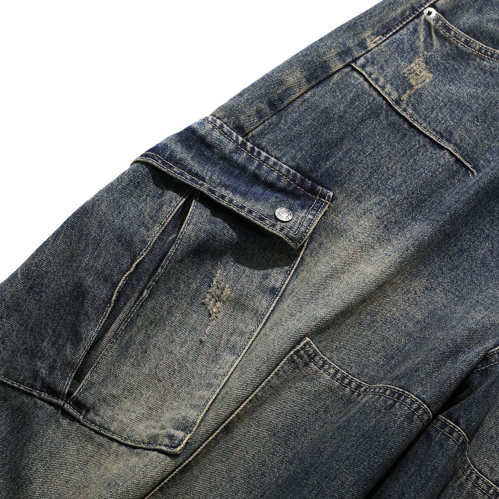 Evokes Multi-Pocket Washed Baggy Jean