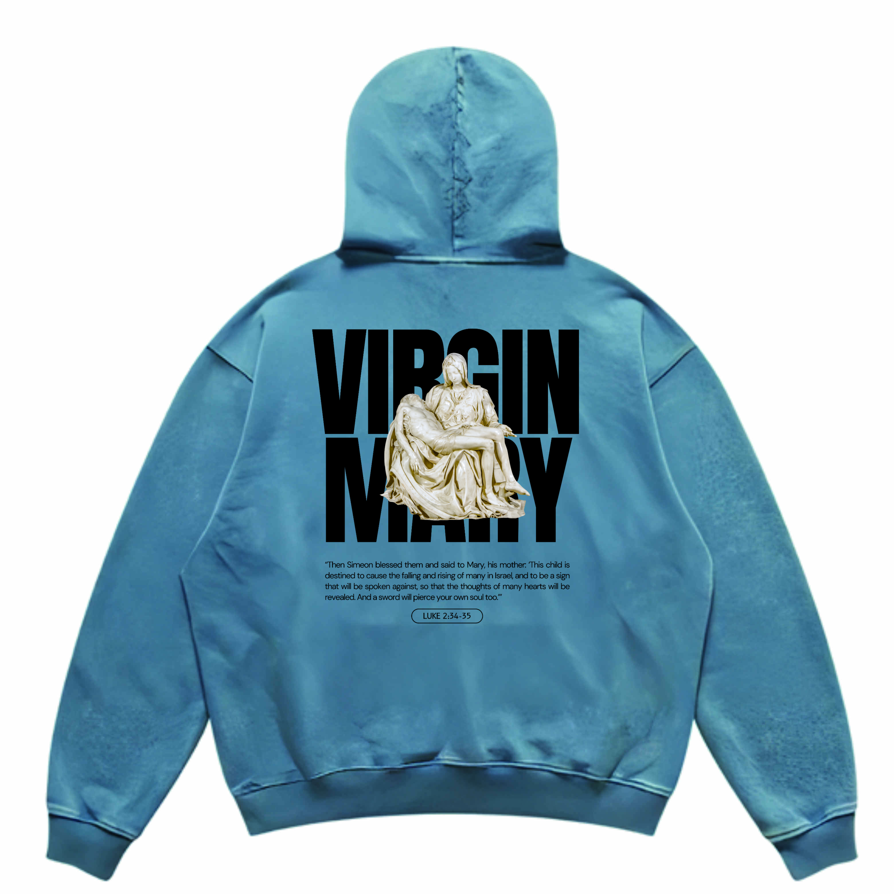 Evokes Virgin Mary Heavyweight Oversized Faded Hoodie