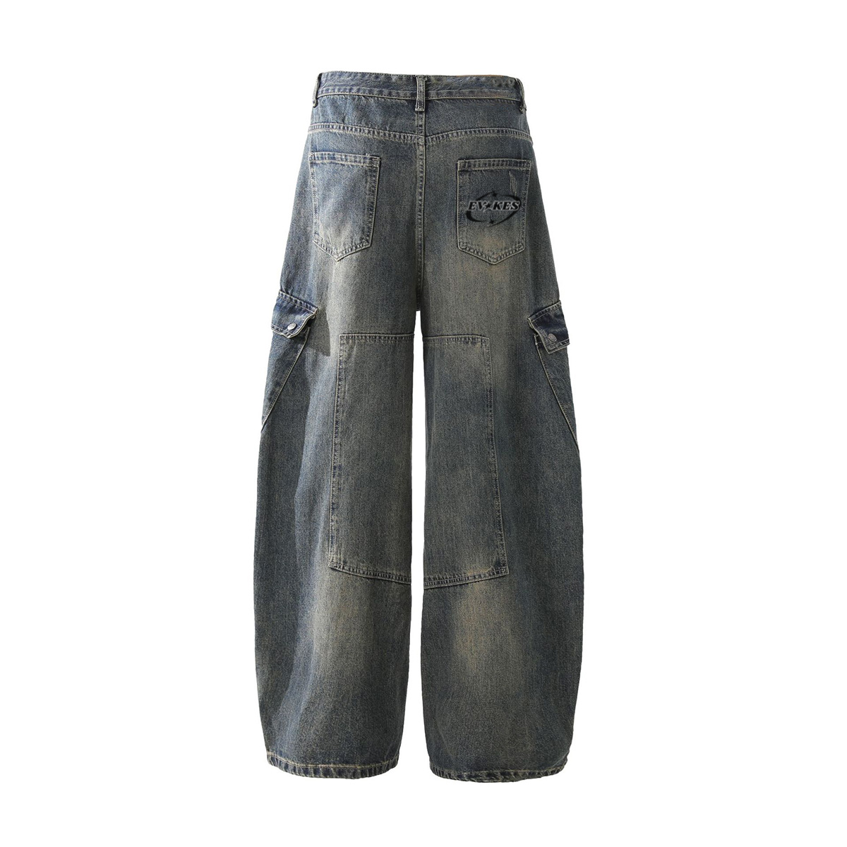 Evokes Multi-Pocket Washed Baggy Jean