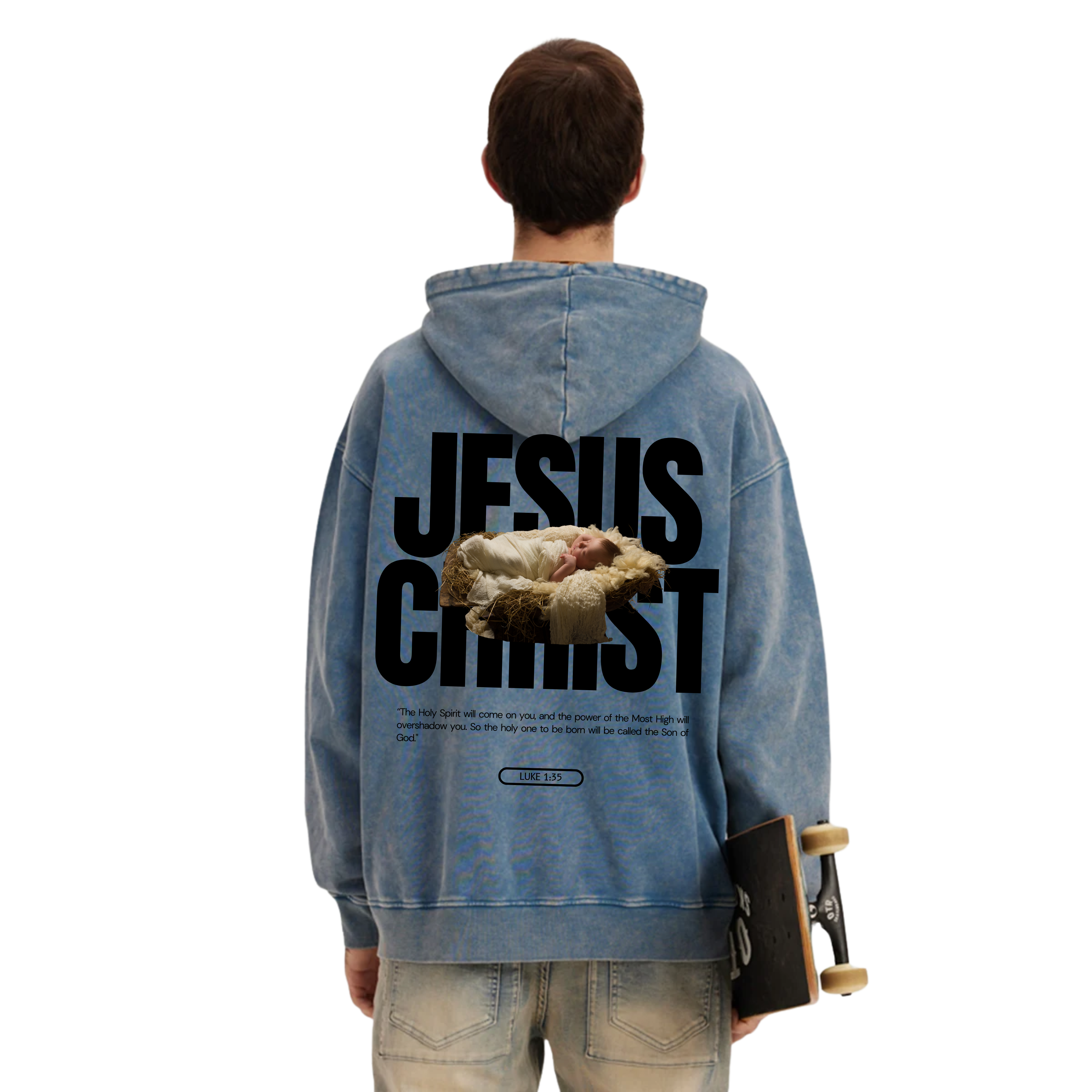 Evokes Jesus Christ Heavyweight Oversized Faded Hoodie